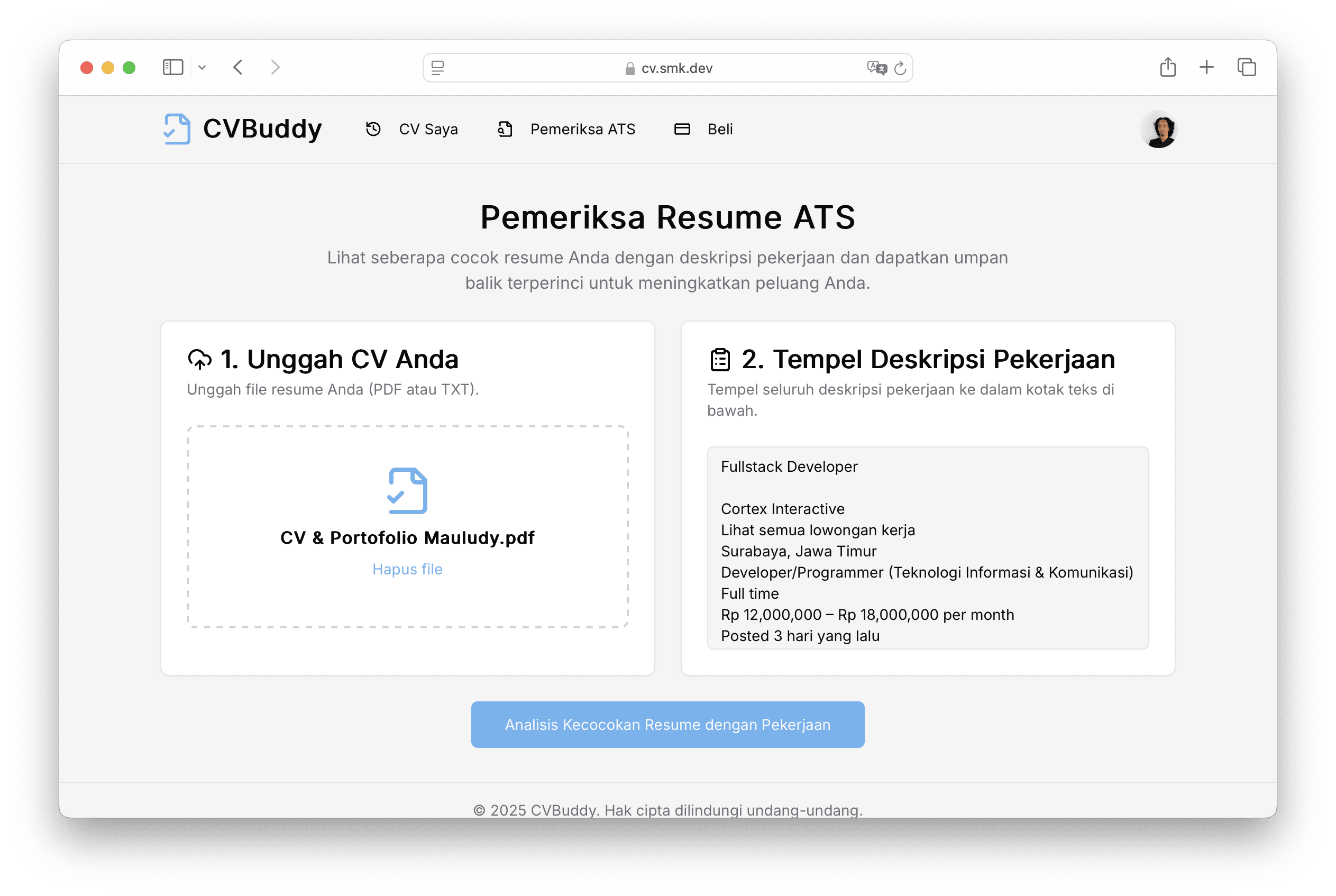 Analisa CV dan Pekerjaan